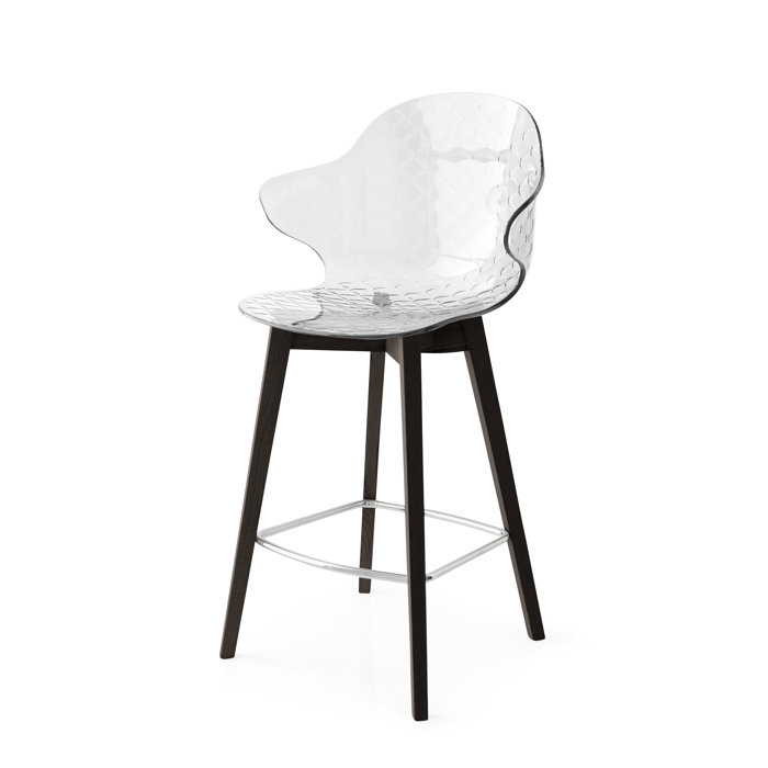 Calligaris Saint Tropez Ergonomic Stool with Plastic Shell and Wooden Base Perigold